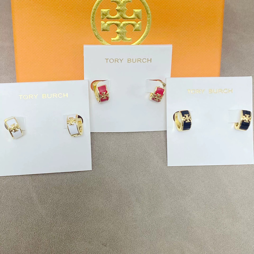 Tory Burch Enamel Letter Geometric Unisex Earrings